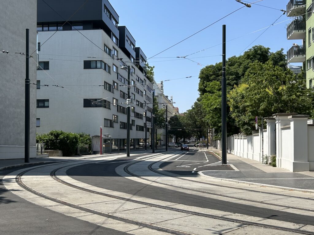 Die Endstelle der zukünftigen Linie 12 in der Hillerstraße, Leopoldstadt. 